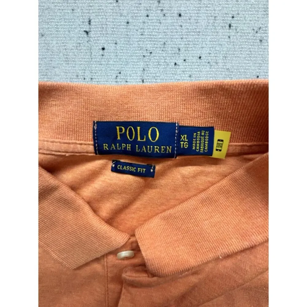 Polo Ralph Lauren Orange Short Sleeve Cotton Classic Fit Polo Shirt Men's Sz XL